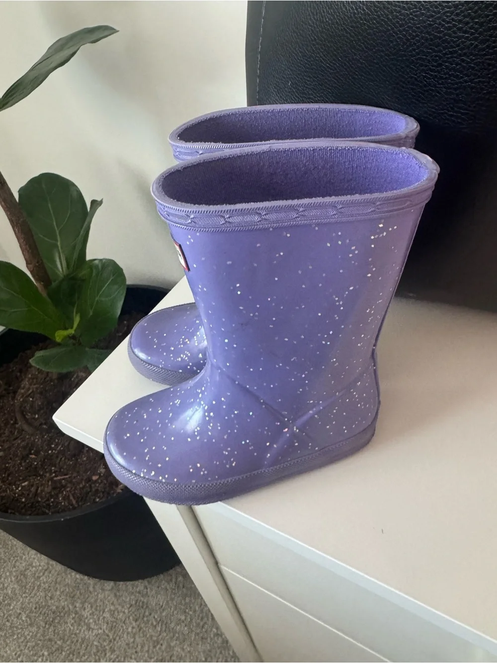 Hunter Kids Purple Glitter Rain Boots